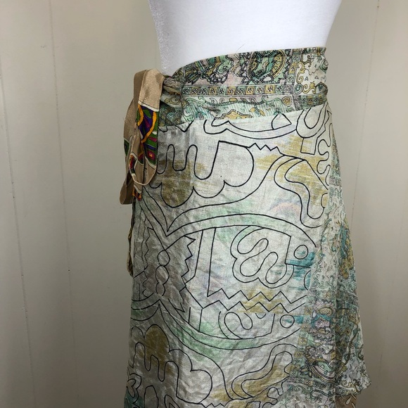Silk Wrap Skirt Reversible Hippie Sz M - Picture 4 of 11